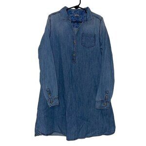 Oshkosh Bgosh Girls Denim Shirt Dress Size 10 Floral Inner Lining & Button Cuffs